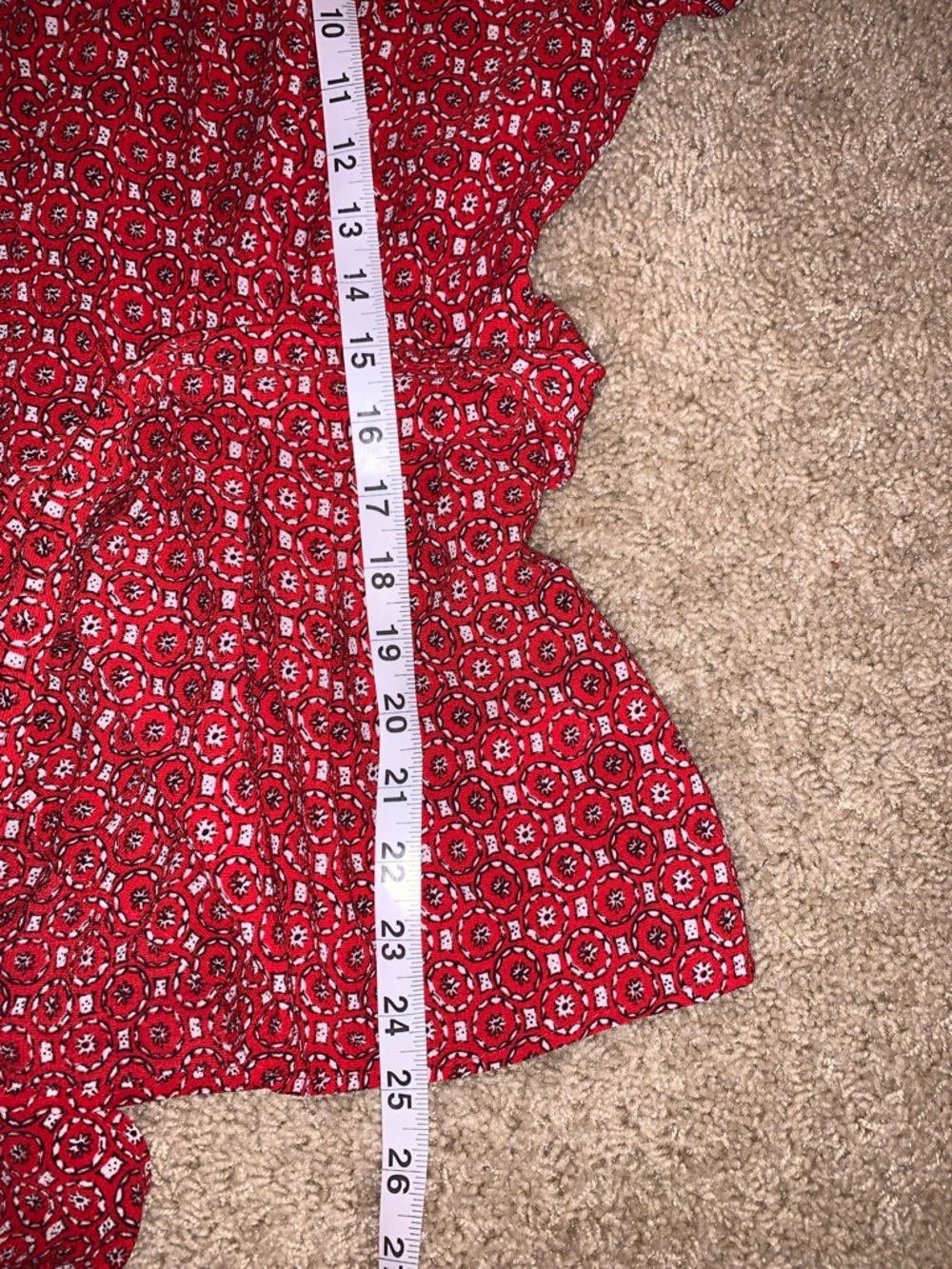 Max Studio Women’s Red Floral Ruffle Peplum Waist Bow Tie Smocked Women's Top - Picture 7 of 9